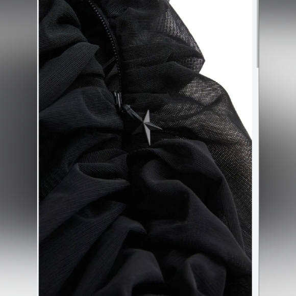 NWT Mugler x HM Limited Edition gathered one-shoulder black mini dress, sz small - Picture 4 of 9